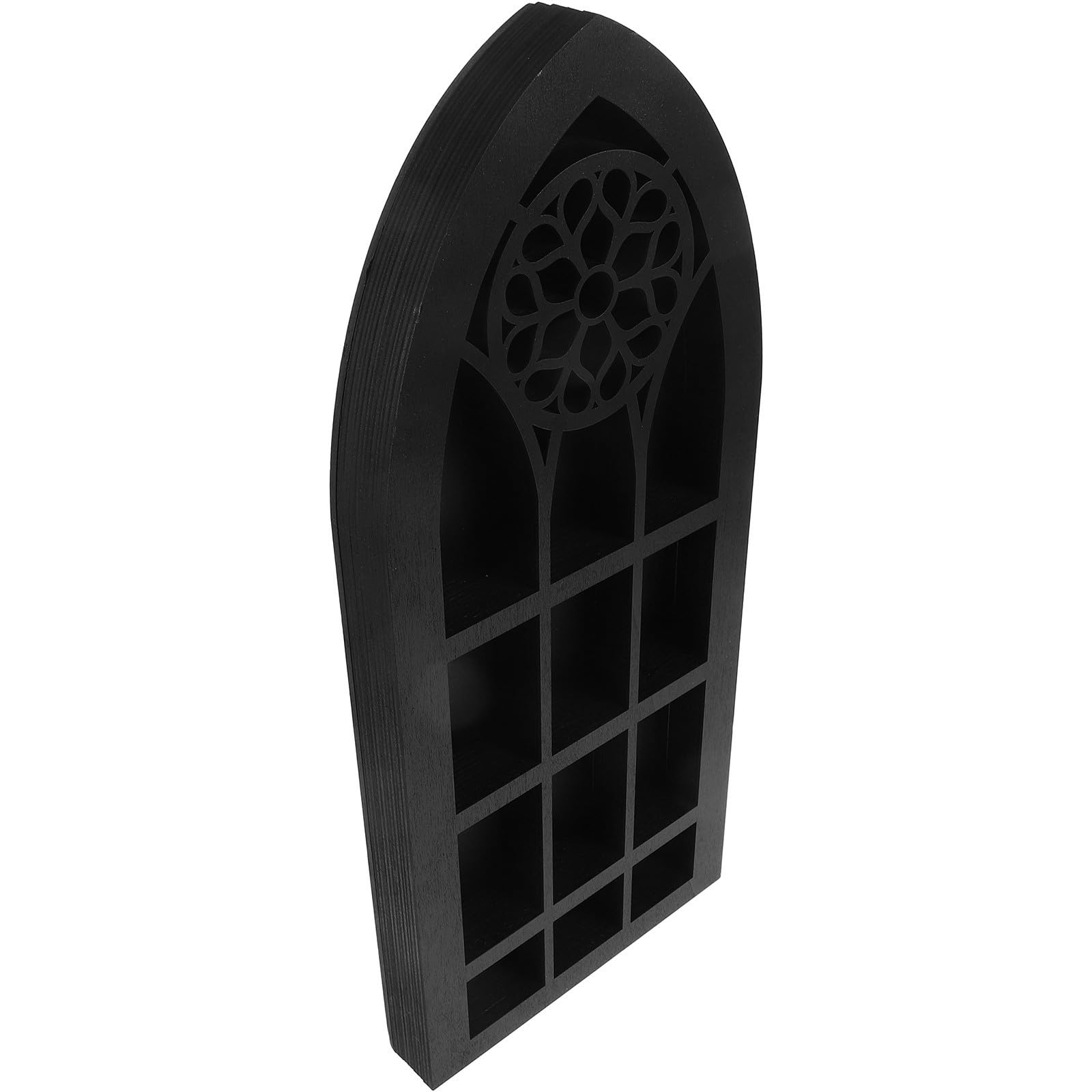 Présentoir Décoratif en Cristal Noir Étagère Murale Bois Rangement