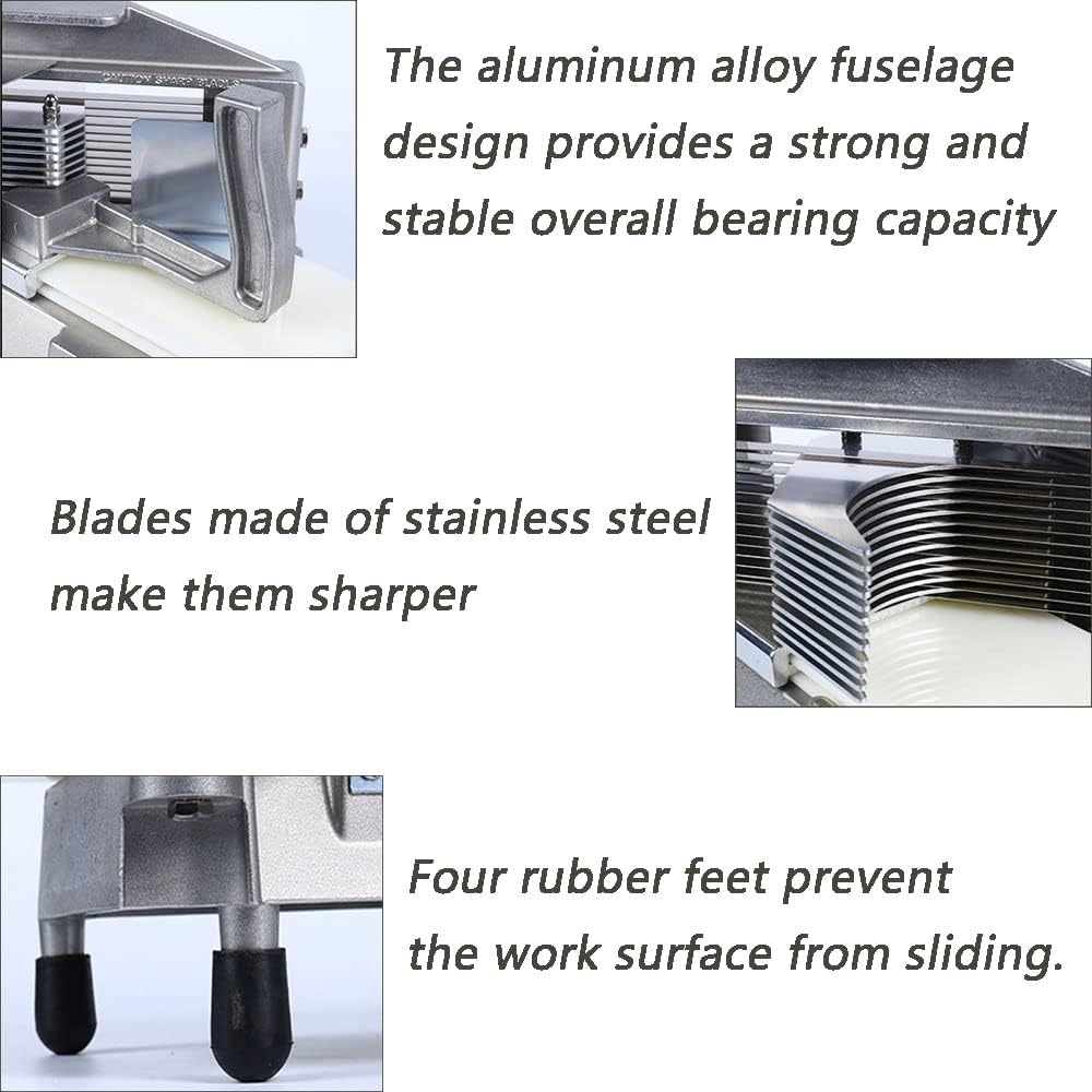 Heavy Duty Tomato Slicer Machine Manual Slicer Vegetable Cutter With Built-in Polyethylene Slide Board for Restaurant or Home Use (Aluminum Alloy Blade 1/4")