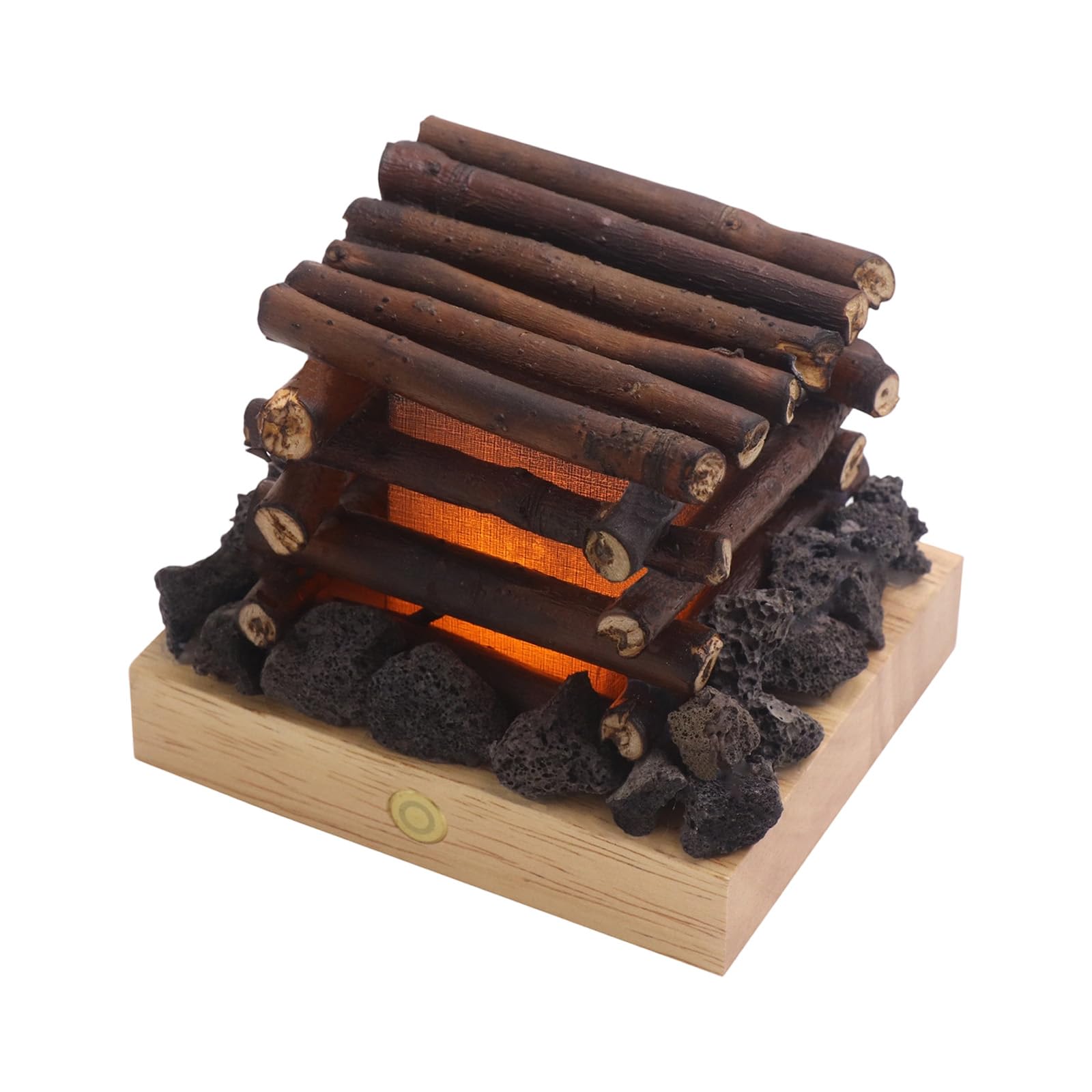 Kaeltsyn Rural LED Simulation Campfire Light Fireplaces Branches and Stones Materials with Immersive Sound Effects LED Flame Flicker