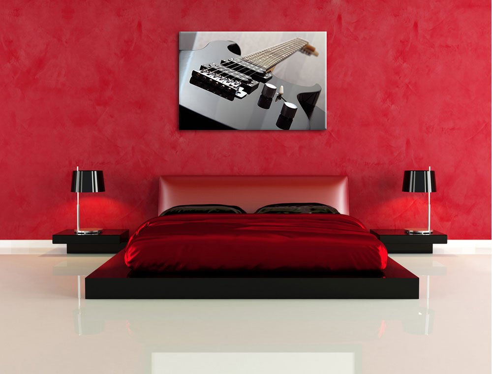 InstyleArt Guitare Noire Stampa su Tela 120x80 cm Artistica murale