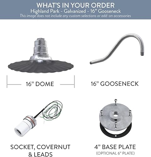 Miniatura 7 de Steel Lighting Co. Del atardecer al amanecer Luz de granero Highland Park Montada en la pared al aire libre Onda radial de 16 pulgadas Cuello