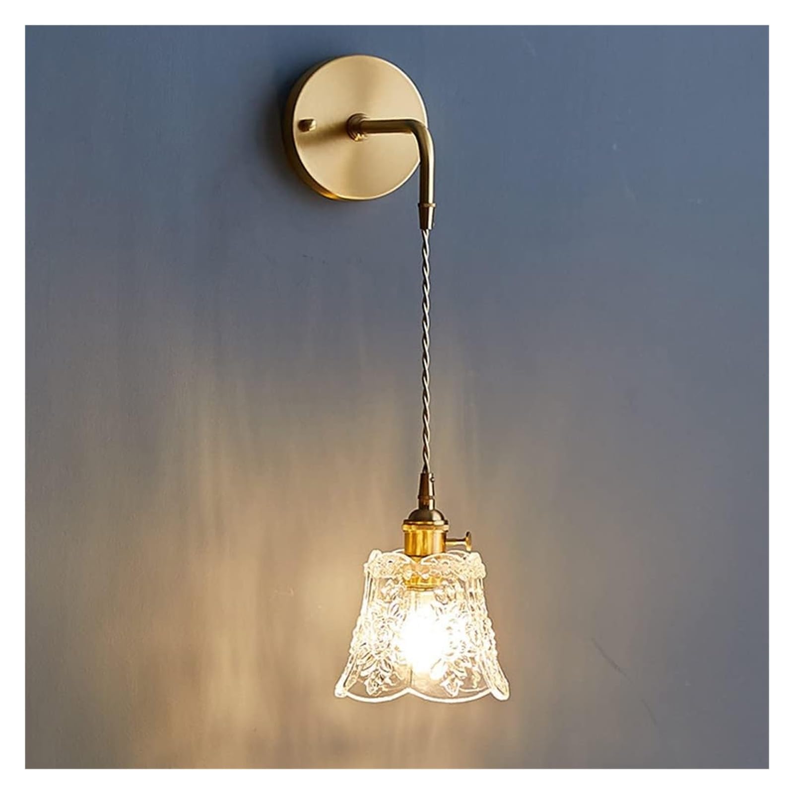 Olskfuh Light Pattern Glass Wall Mount Copper Wall Sconce Antique Hanging Wall Lamp, Indoor Vanity Wall Ing Fixture Chandelier Lamps,