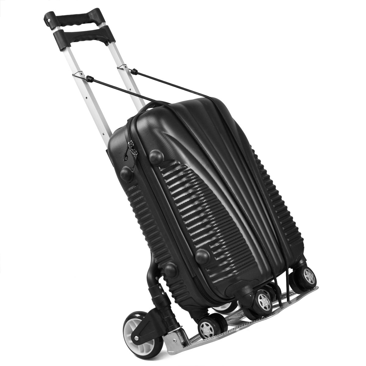 Yaheetech Diable Chariot de Transport Pliant Main Réglable de 64cm à 100cm en Aluminium Charge Max 75kg avec Bandes Elastique