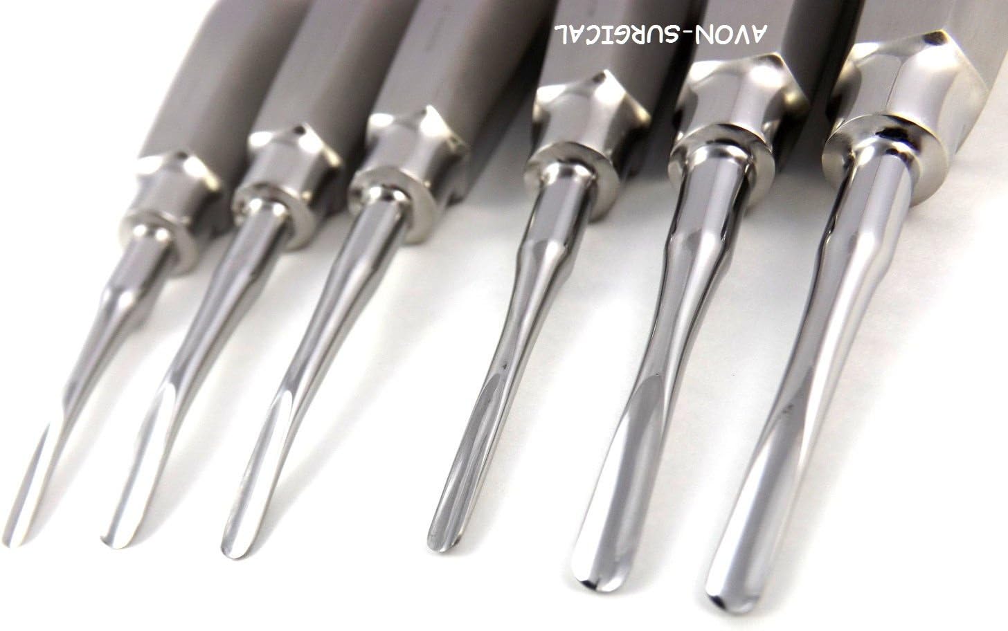 Premium -Dental Luxating Root Elevator Tool Set โ 6 PCS Set Straight & Curved 2mm, 3mm, 4mm | German Stainless Steel Precision Extraction Tools
