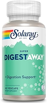 SOLARAY Super Digestaway Digestive Enzymes - Pancreatin, Papain, Ginger, Pepsin, Betaine HCl, Aloe Vera, and More - Digestion & Nutrient Absorption Support - Lab Verified - 60 VegCaps
