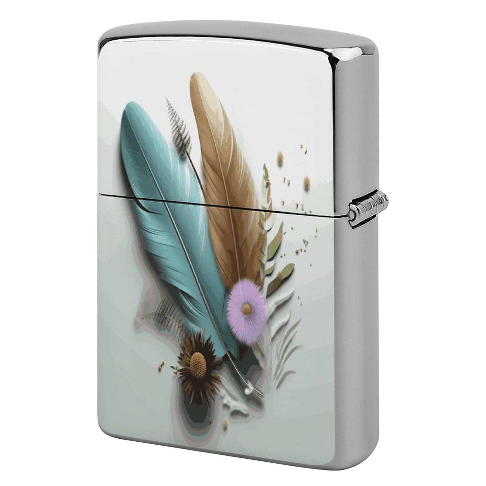 Fodpand Style Feather Flower Metal Lighter Case Cover Lighter Sleeve
