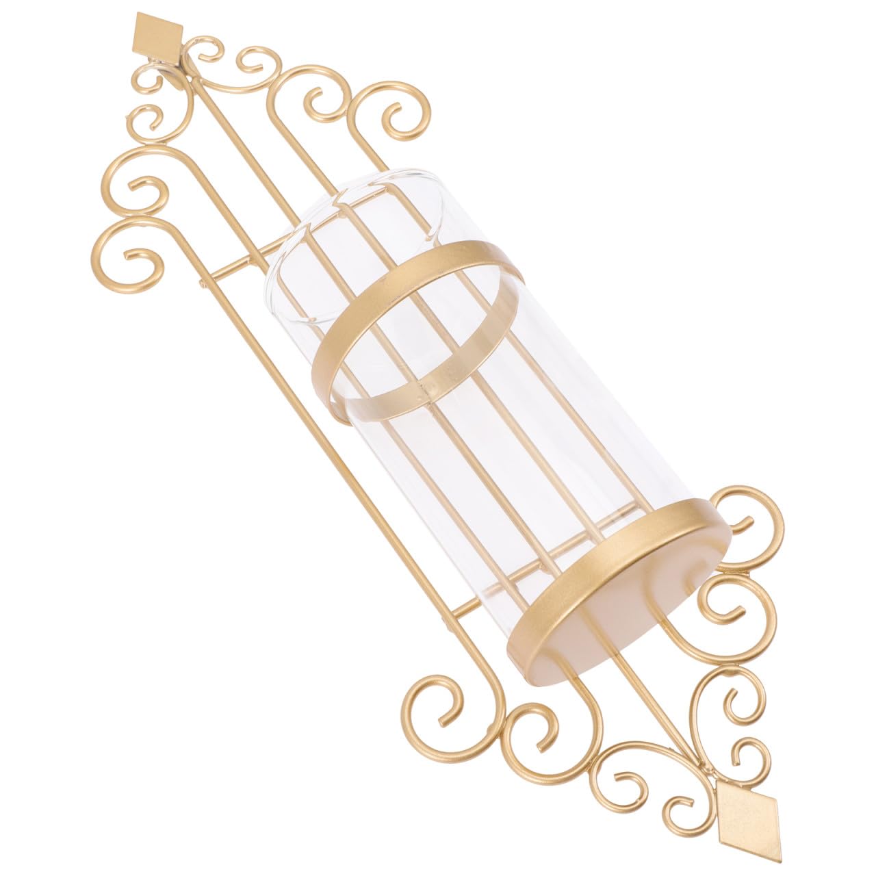 Candelabro de pared de hierro y vidrio dorado elegante para salón