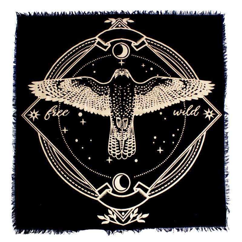 OCTAZI Altar Table Cloth Tarot Cards Bandana Tablecloth Wiccan Altar Tools Napkins Witchcraft Supplies Square Witch Pagan Spiritual Celestial Deck Witchy Spell Cotton Sacred Alter Cloth With Fringes
