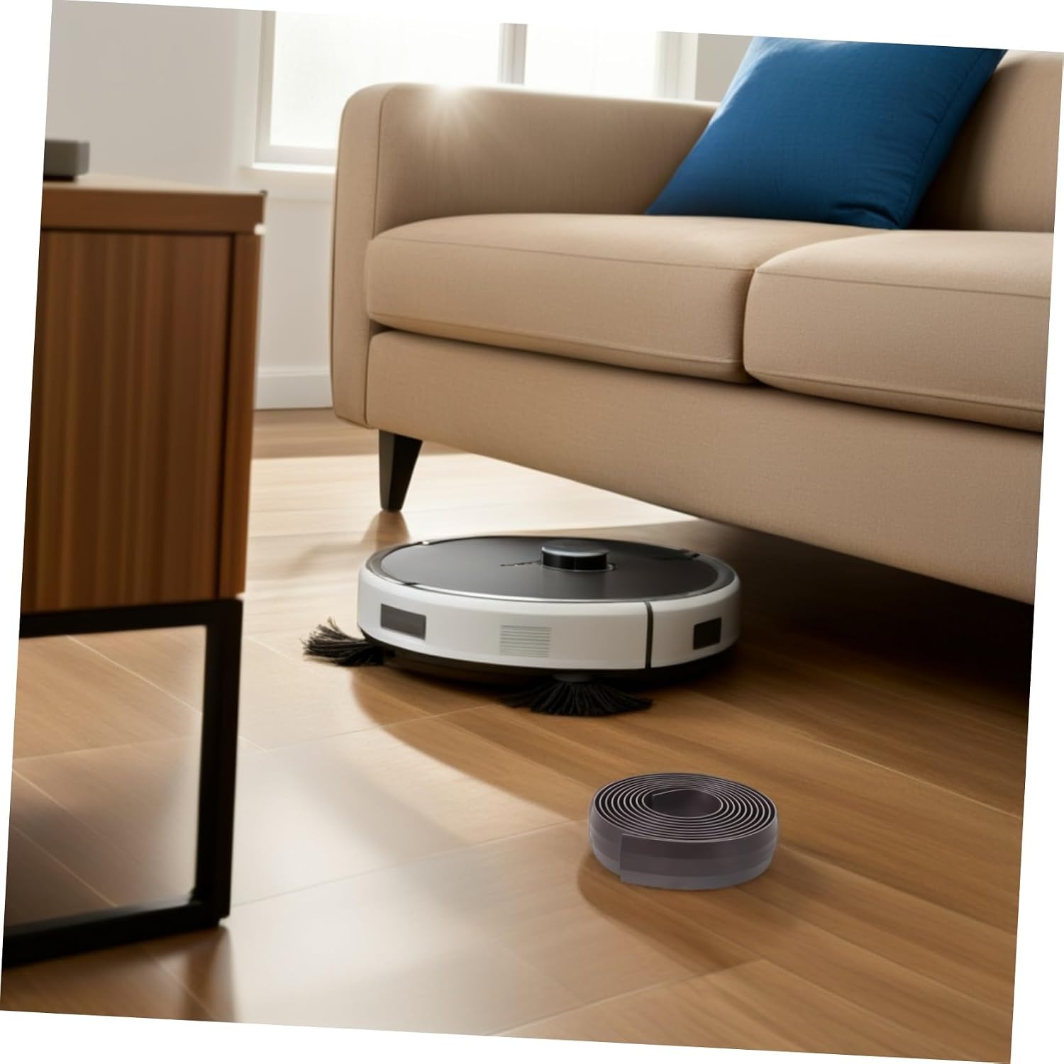 ULTECHNOVO Robot Vacuum Cleaner Boundary Strip Belt Accessory in Black, Rubber Material with Stable Adhesion, Prevents Redundant Passes for Home Cleaning and Room Boundary Management