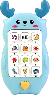Milu Deer First Learning Toy Phone Baby Girl Kids Toy, Sounds, Music, Easter Basket Stuffers Toys with Music Baby Toys 6 to 12 Months 1 Year Old Toys for 1 + Year Old Girl 2 Year Old Girl Toys-Blue