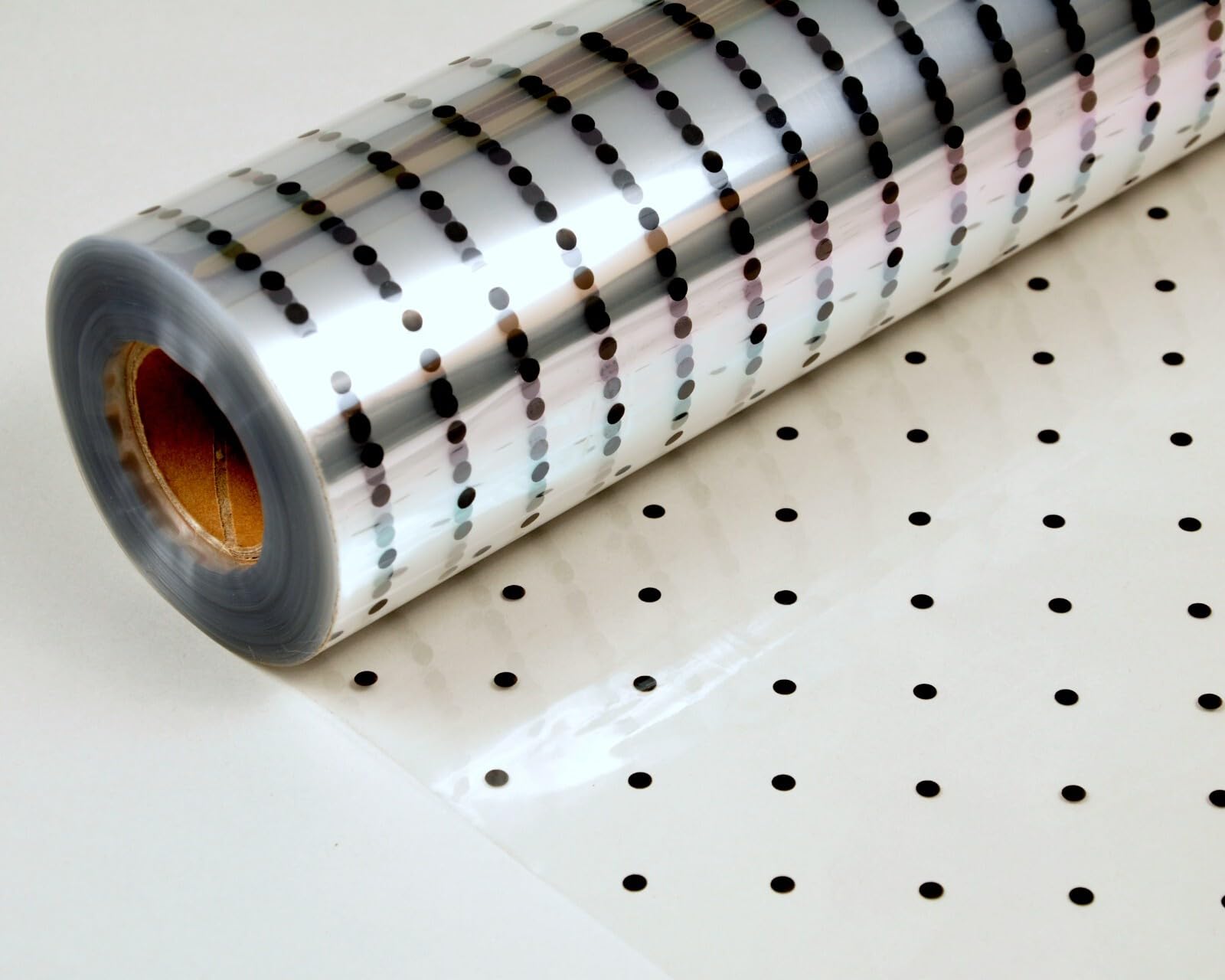 Cellophane Wrap Hamper Florist Film - 800mm Wide x 100m Long - 1 Roll - Black Dot | Wrapping Paper & Gift Wrap for Bouquets, Baskets & Hampers – Supplied On a Cardboard Core
