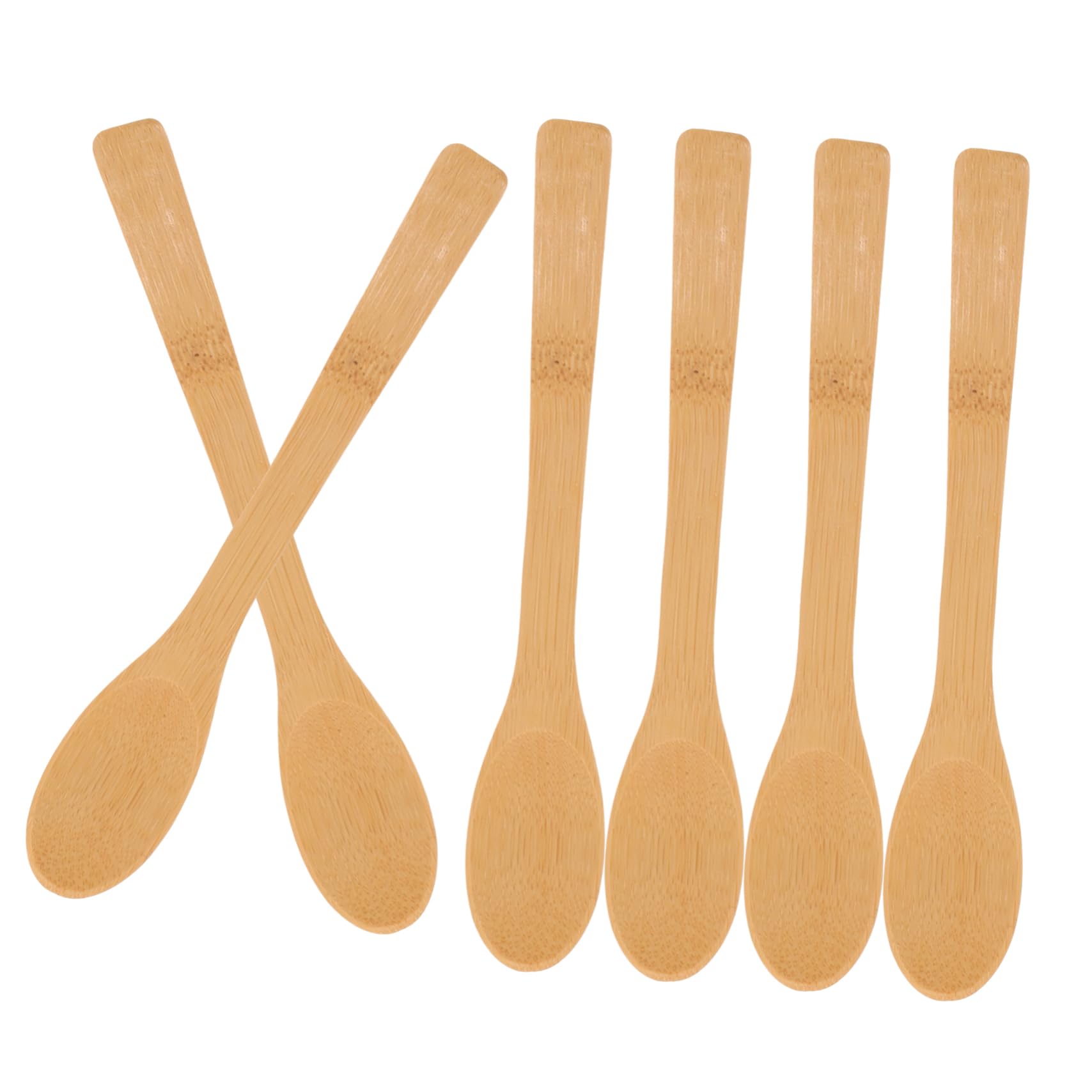 CIYODO Elegant Bamboo Jam Spoon 6 Pack Long Handle Stirring Spoon for Honey Coffee and Cooking Reusable for Home and Kitchen