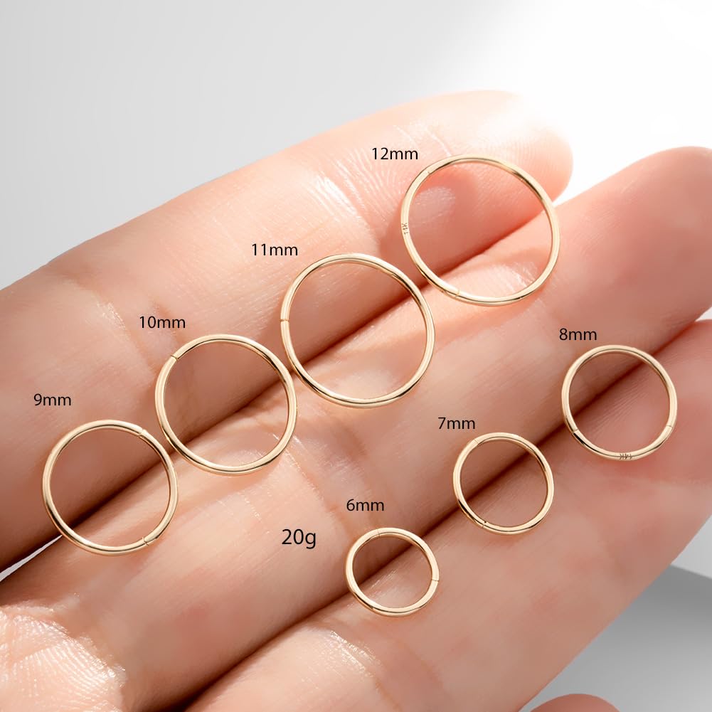 OUFER Body Piercing Nose Ring Hoop 20G Nose Ring Hinged Segment Helix Lip Rings Thin Nose Hoop Piercing Gold Cartilage Daith Rook Tragus Conch Earrings Jewellery