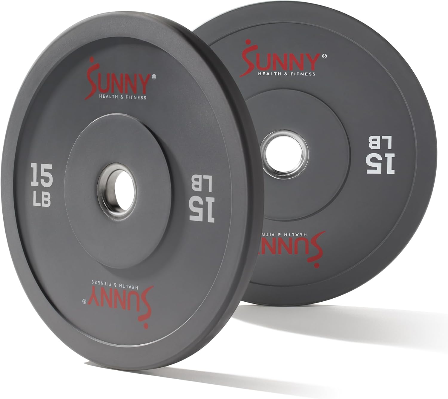Sunny Health & Fitness Elite 2-Inch Rubber Olympic Bumper Weight Plate 10-55 LB with Steel Hub for Home Gym, Squat Rack, Strength Training, Barbell, Workout Equipment, Deadlifts, Weightlifting