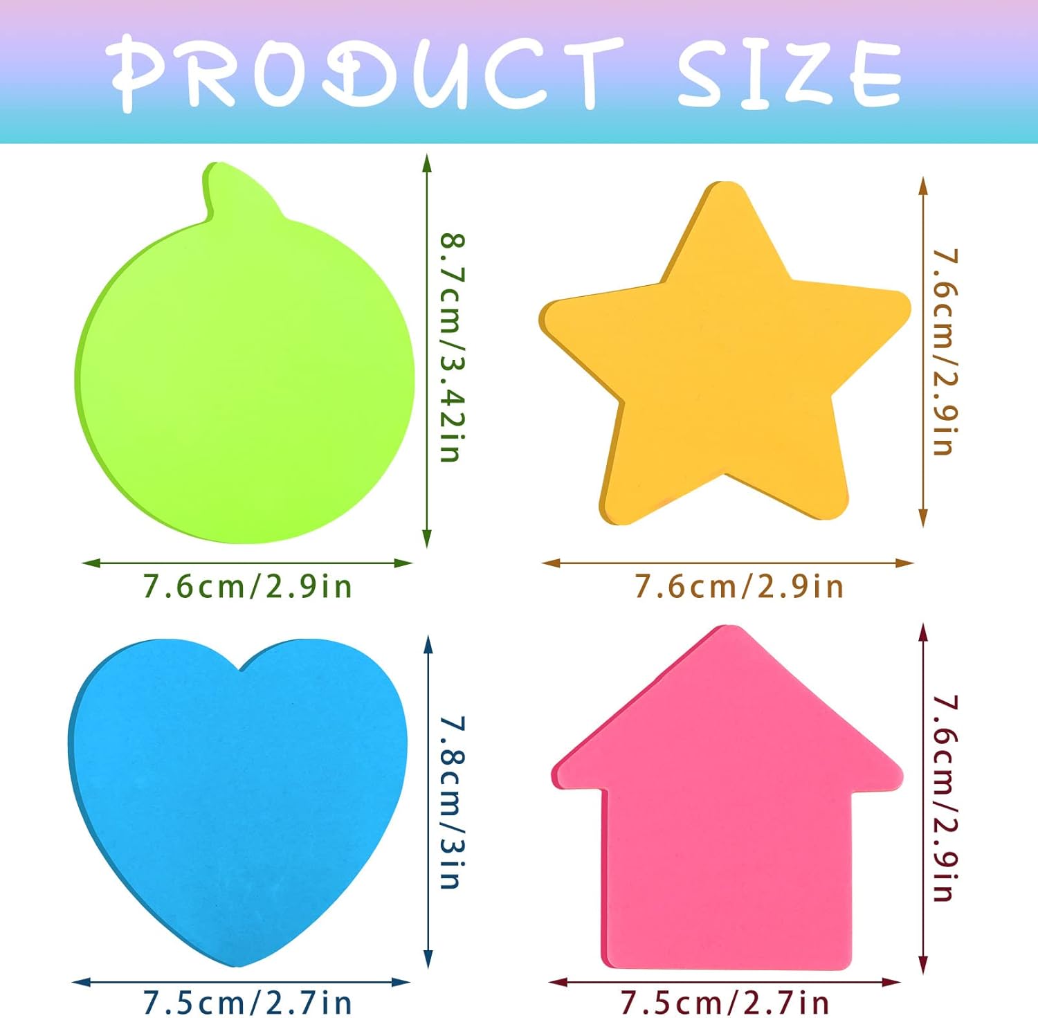 Yinder 960 Pieces Cute Sticky Notes Set Heart Star Bubble Arrow Shaped Self Sticky Note Pad 3 x 3 Inch 8 Color Bright Colorful School Office Supplies Easy to Post Clean and Removal - Image 2