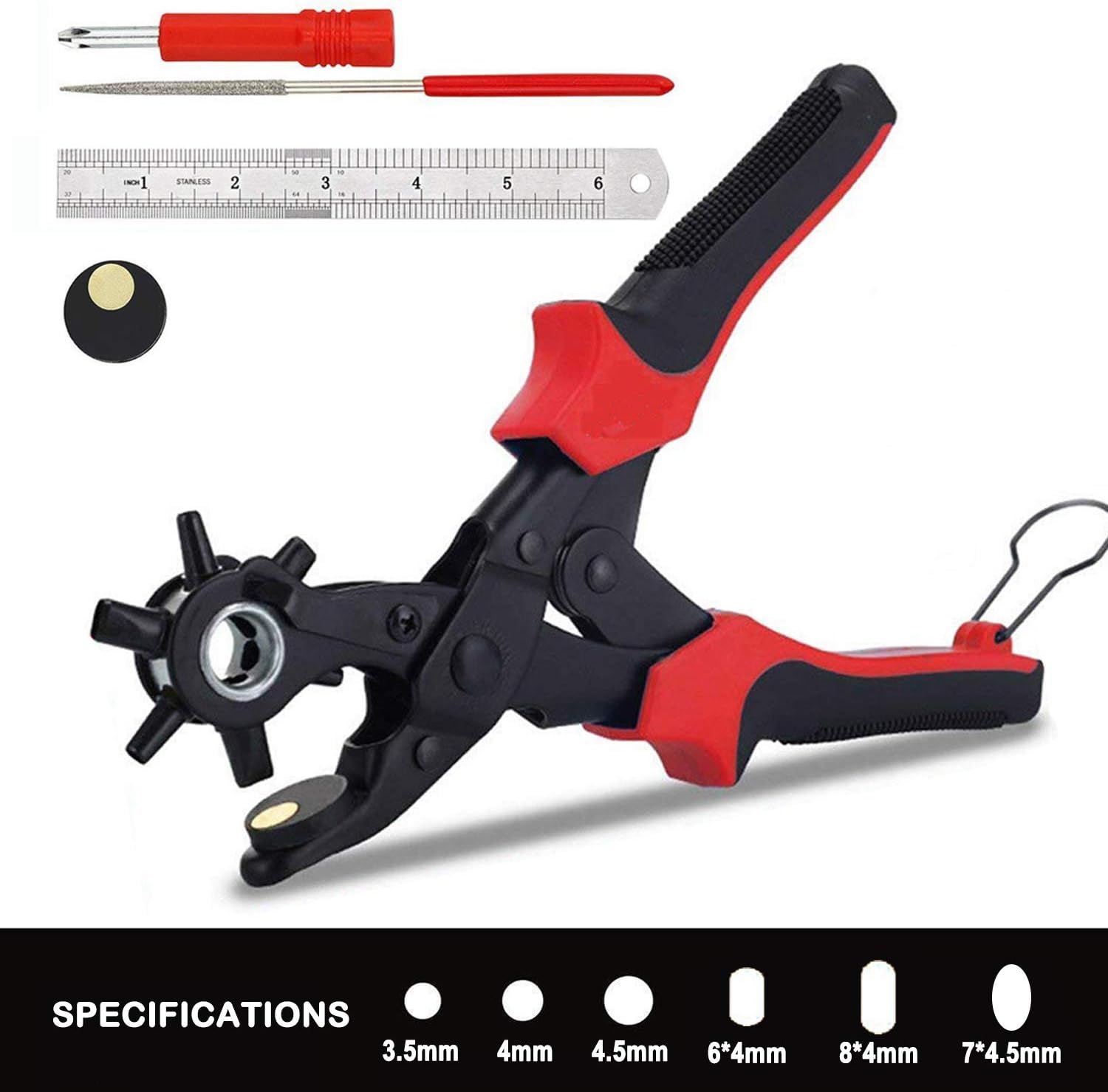 Revolving Leather Hole Punch Kit with 3 Circle Hole and 3