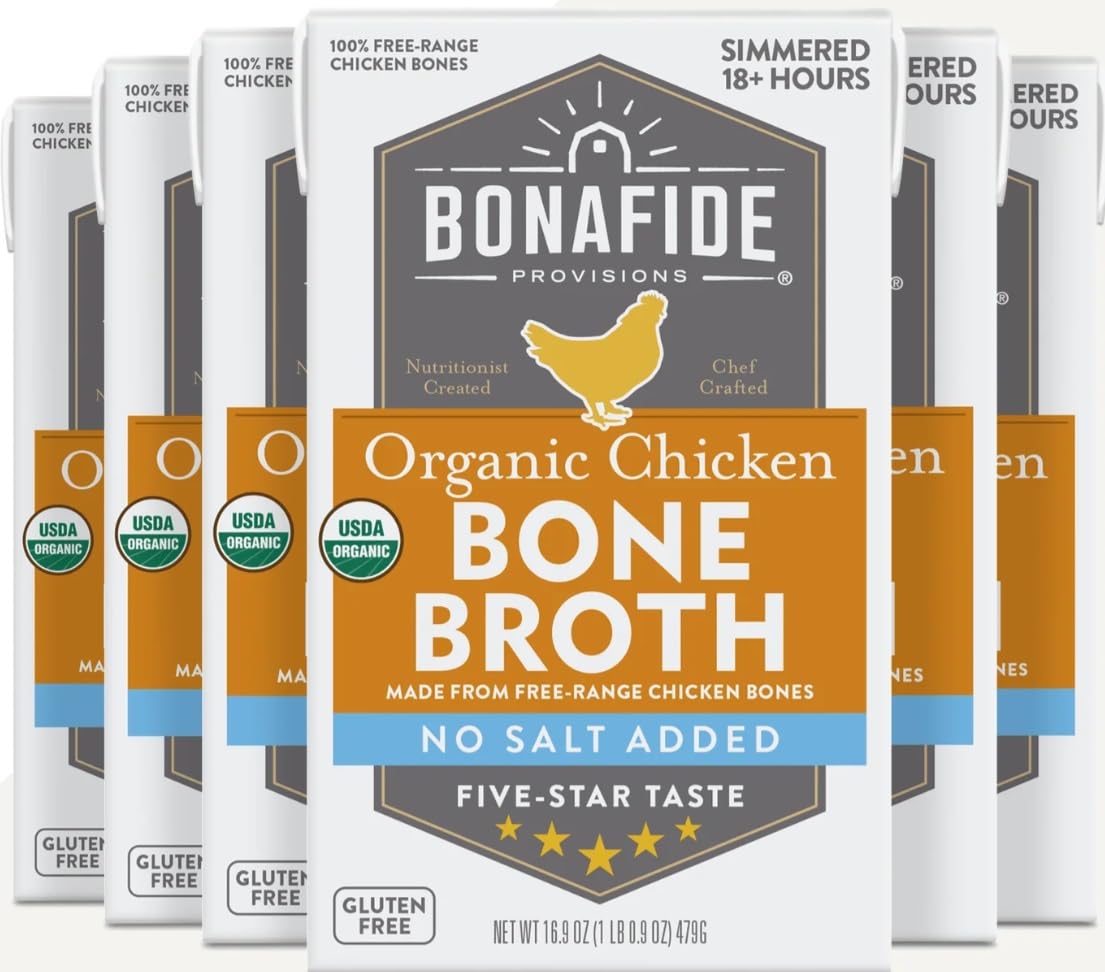 Bonafide ProvisionsFresh Organic Chicken Bone Broth - No Salt Added, 16.9oz - 6 PackUSDA Organic