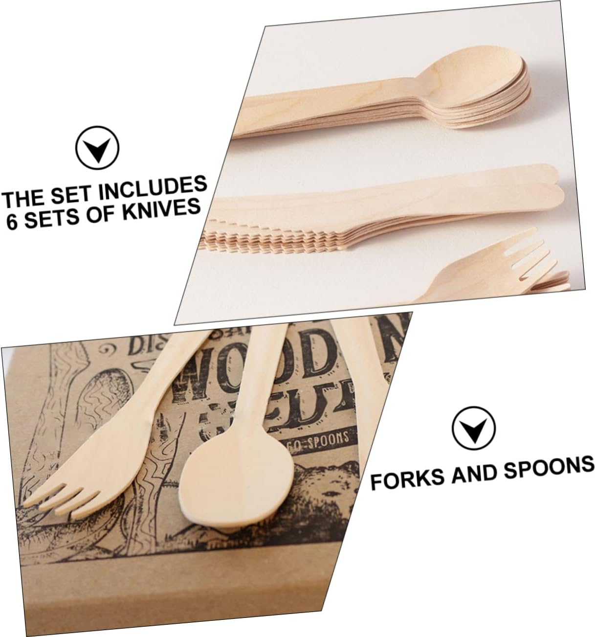 18pcs Wooden Disposable Cutlery Set Spoons Forks Knives for Parties Birthdays and Gatherings Party Utensils for Elegant Dining