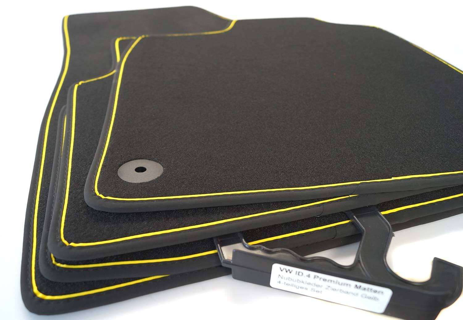 Kit Tappetini Auto Su Misura Per VW Tiguan EHybrid 2024-2026 – Moquette Nera Con Cuciture Bianche, Fondo Antiscivolo, Made In Italy