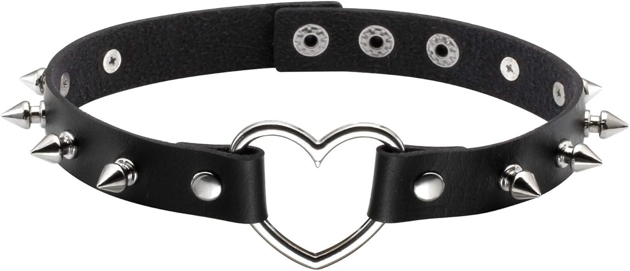 MILAKOO Black PU Leather Punk Rock Gothic O-Ring Spike