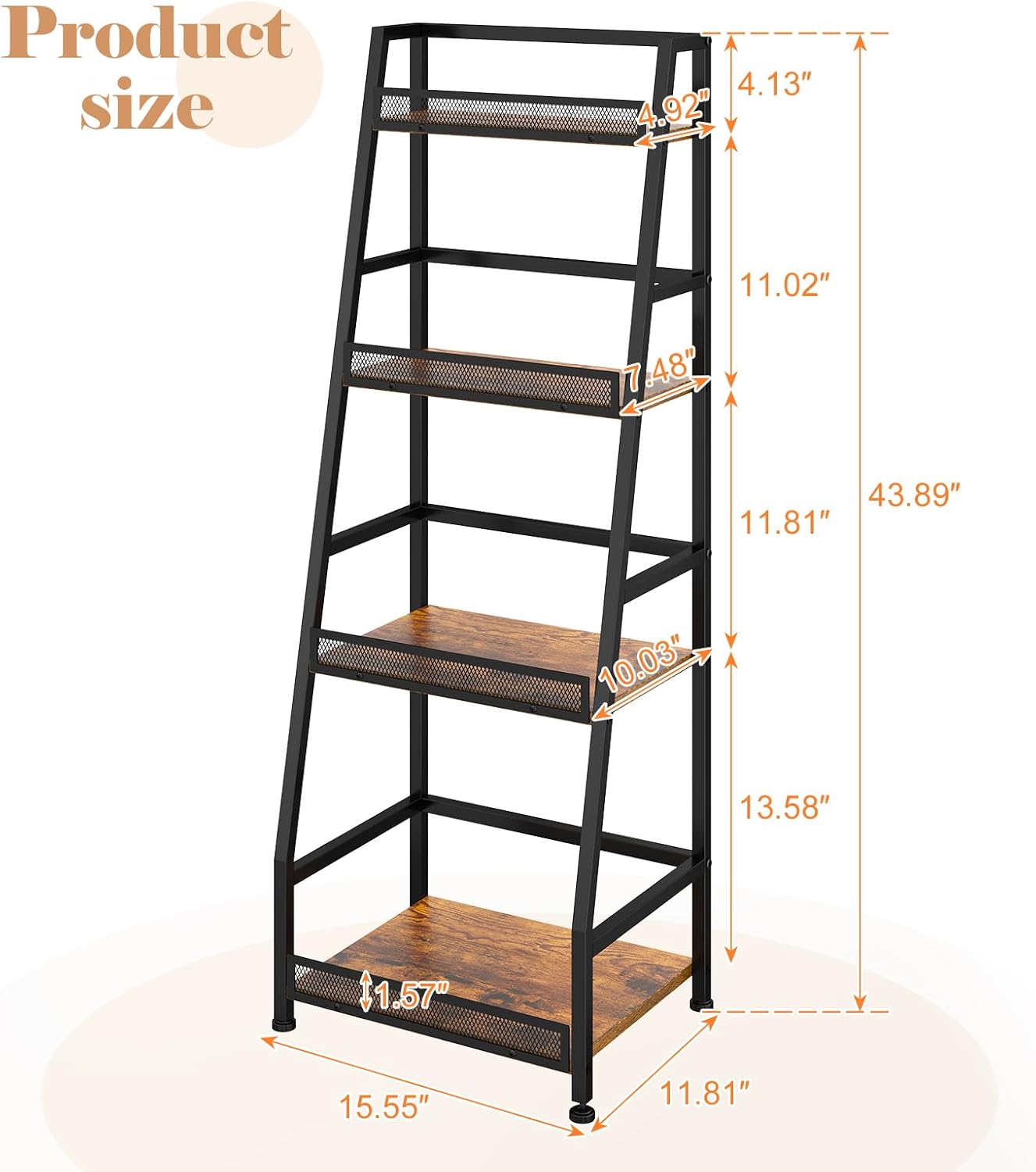 4-Tier Trapezoid Liquor Stand for Home Bar, Stepped Wine Rack Freestanding Floor for Liquor Whiskey Wine, Versatile Corner Wine Bottle Display Stand with Fences, Vintage Brown（Patent Pending）