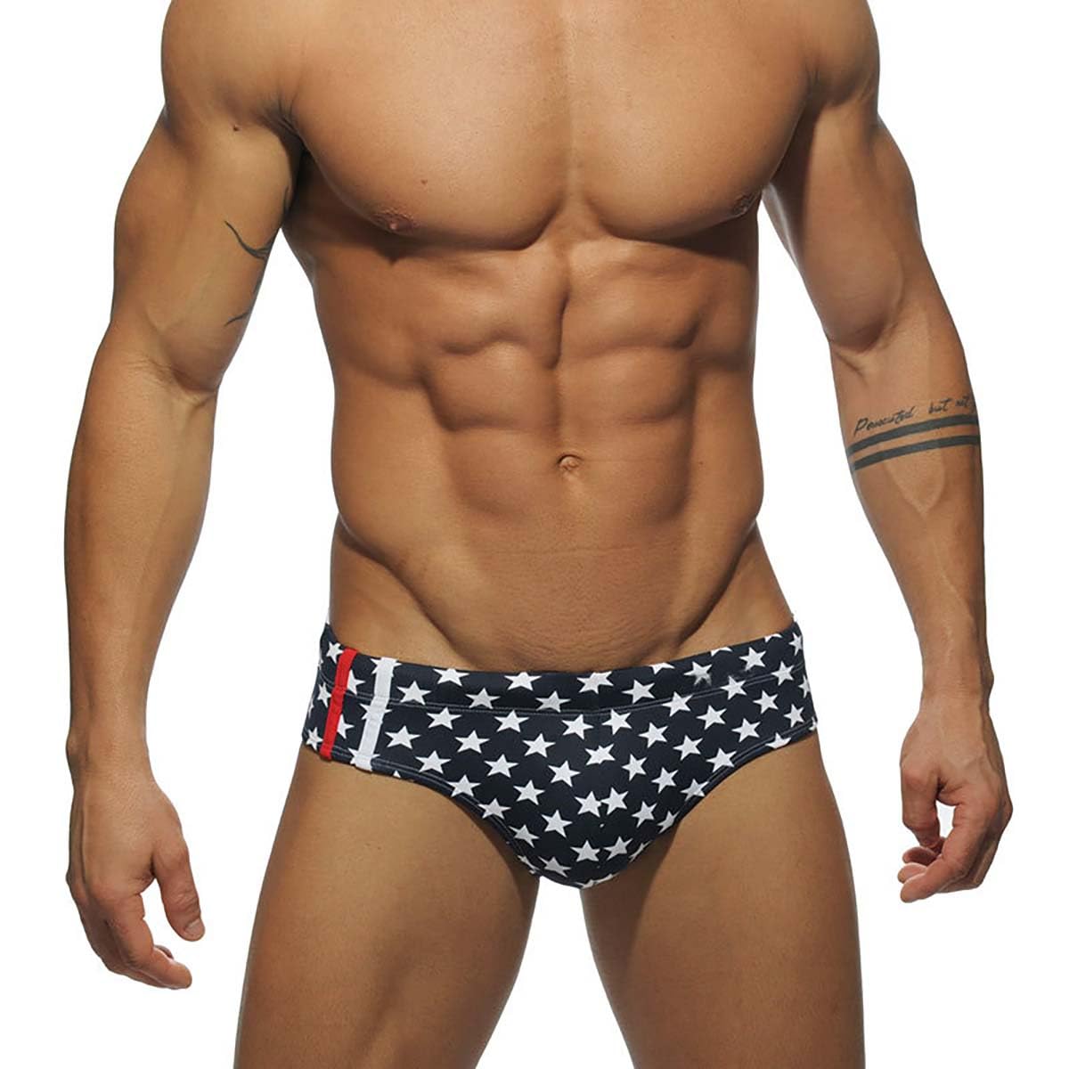 Mens Swimming Trunks Swim Briefs Bikini Boxer Racer Surf Swimwear Star M
