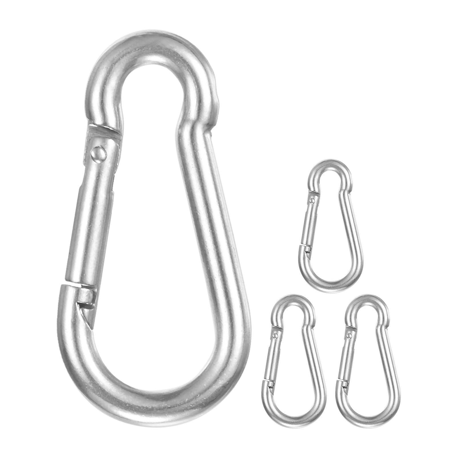 M METERXITY 4-Pack Spring Snap Hooks, M4 304 304 Stainless Steel 1.60 Inch Quick Link Snap Hooks for Keychain Clip/Hammock/Hiking, D Ring Shape Snap