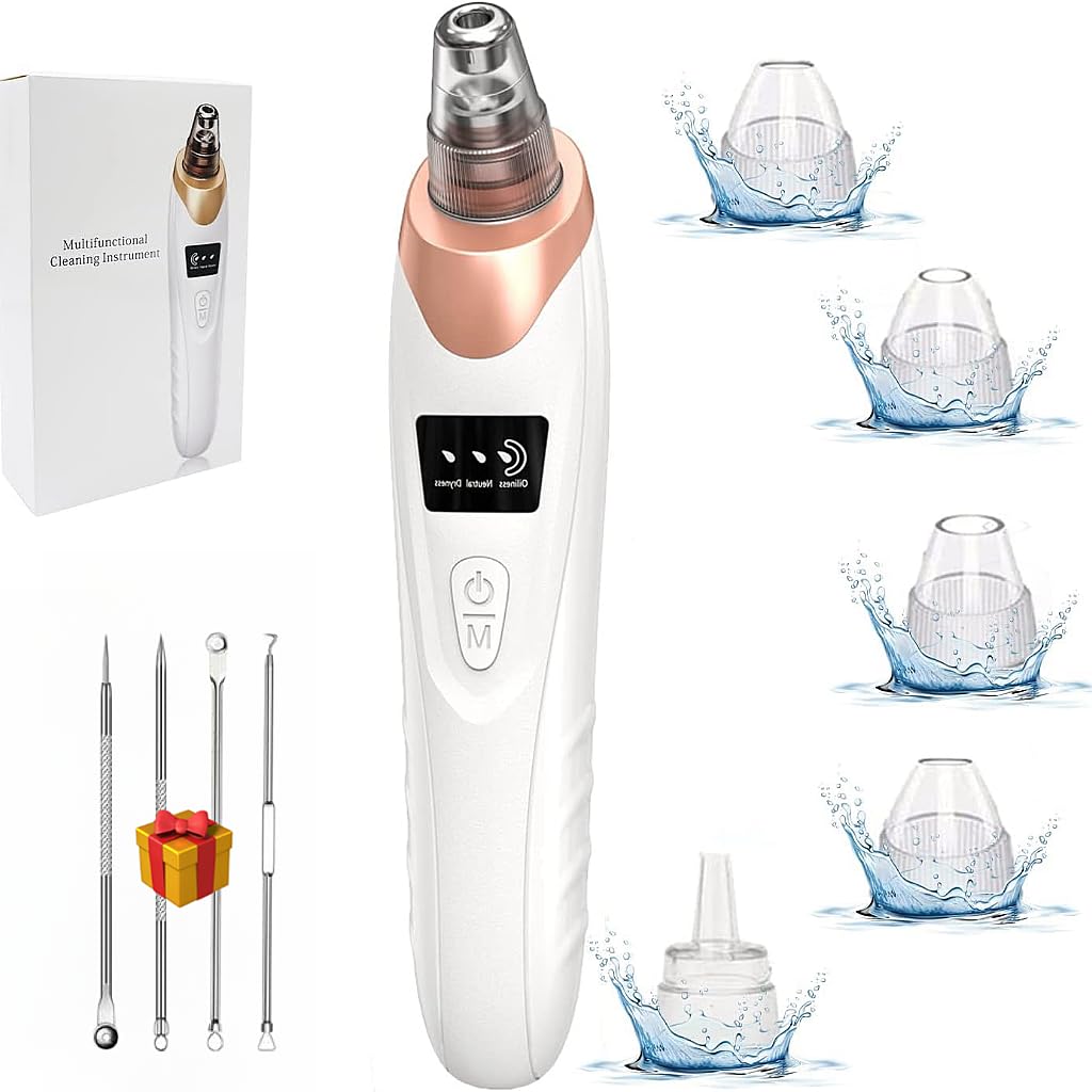 BETAMNewest Blackhead Remover Pore Vacuum,Upgraded Facial Pore Cleaner-5 Suction Power, USB Rechargeable Blackhead Vacuum Kit Electric Acne Extractor Tool for Women & Men