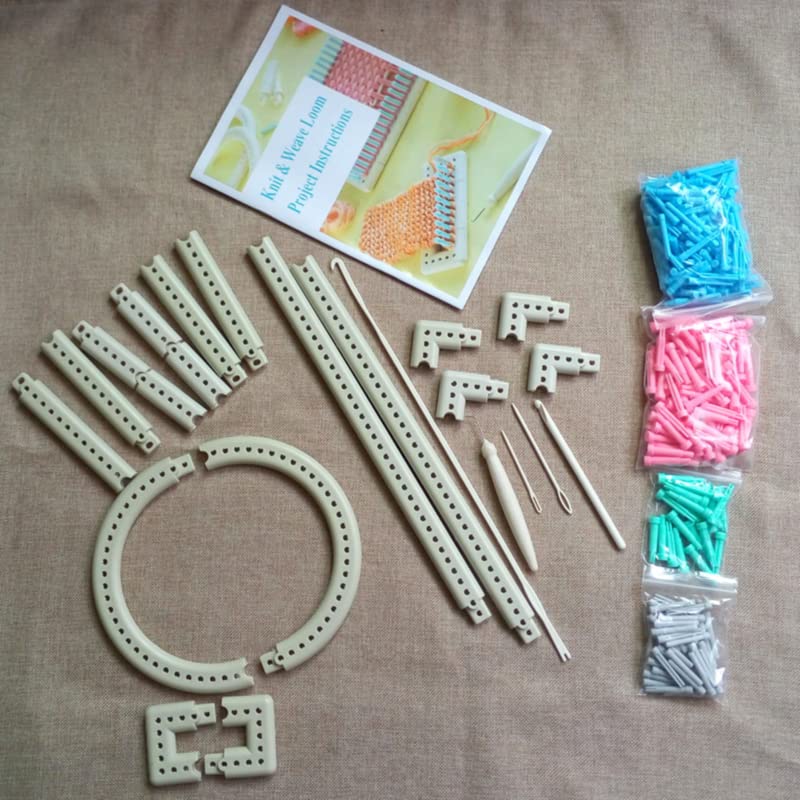 Telares De Tejer,Kit De Tejer Telar Bricolaje Herramienta de punto a mano con sombrero redondo Knitting tejido de punto Kit de telar de punto 1 hilado de lana Aguja de punto Hobby Máquina de tejer Her