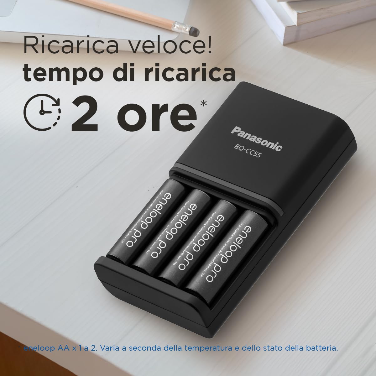 eneloop Caricabatterie SmartPlus per Batterie AA/AAA Ni-MH, Include 4 Batterie AA 2500mAh, Ricarica Rapida 2 Ore, con 10 Funzioni di Sicurezza