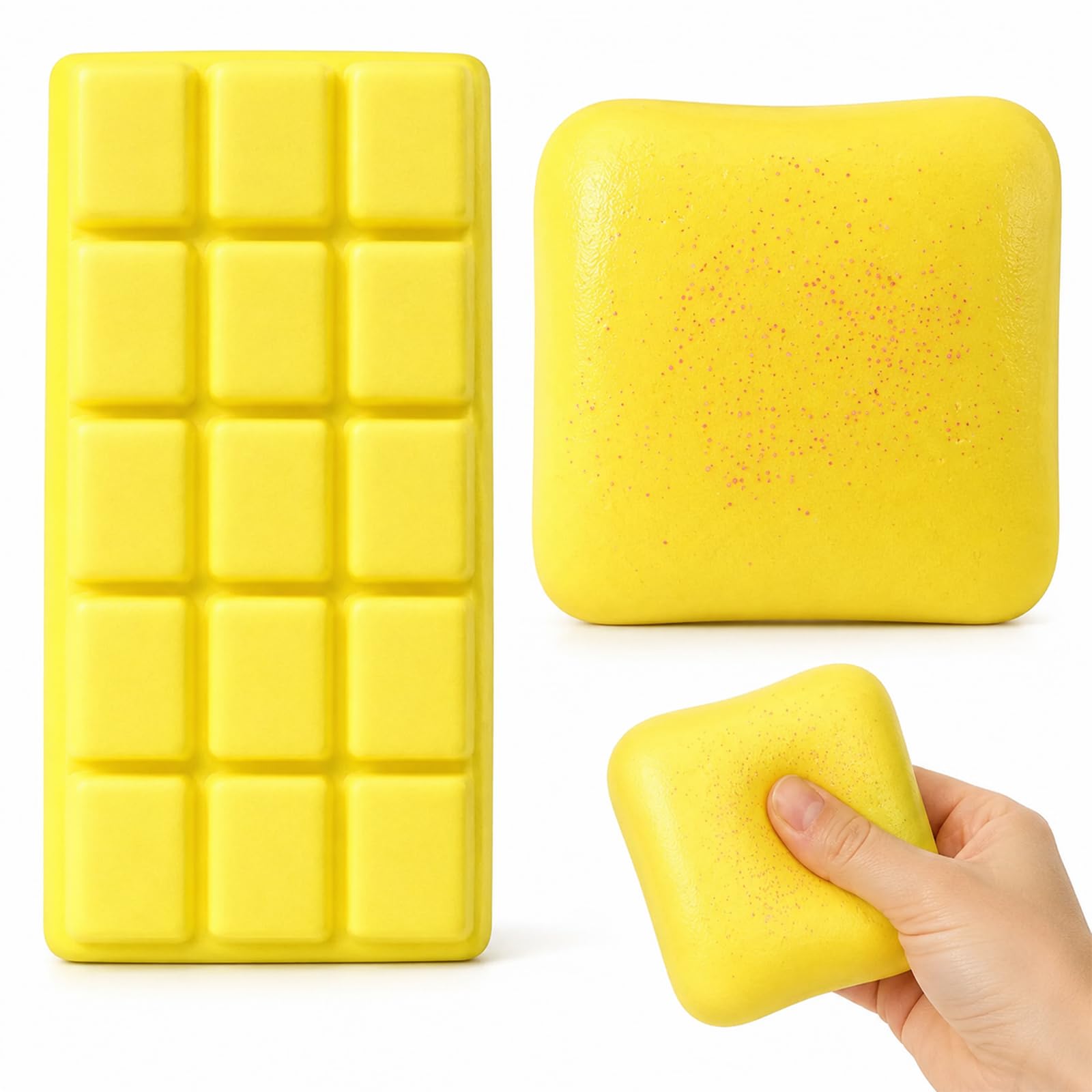 2 PCS Bread Squishy, Chocolate Squishy Set, Slow Rising, Toast Squishy Design for Office Use, Two Yellow for Fidgeting