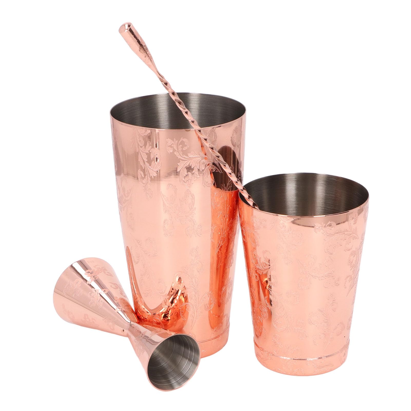 Tissting Set de Shaker à Cocktail de Boston, Shaker à Cocktail en Acier Inoxydable 304 avec Imprimé Vintage, Capacité Moyenne, Set Multifonctionnel Strainer pour Préparation de Boi (Tapez 4)