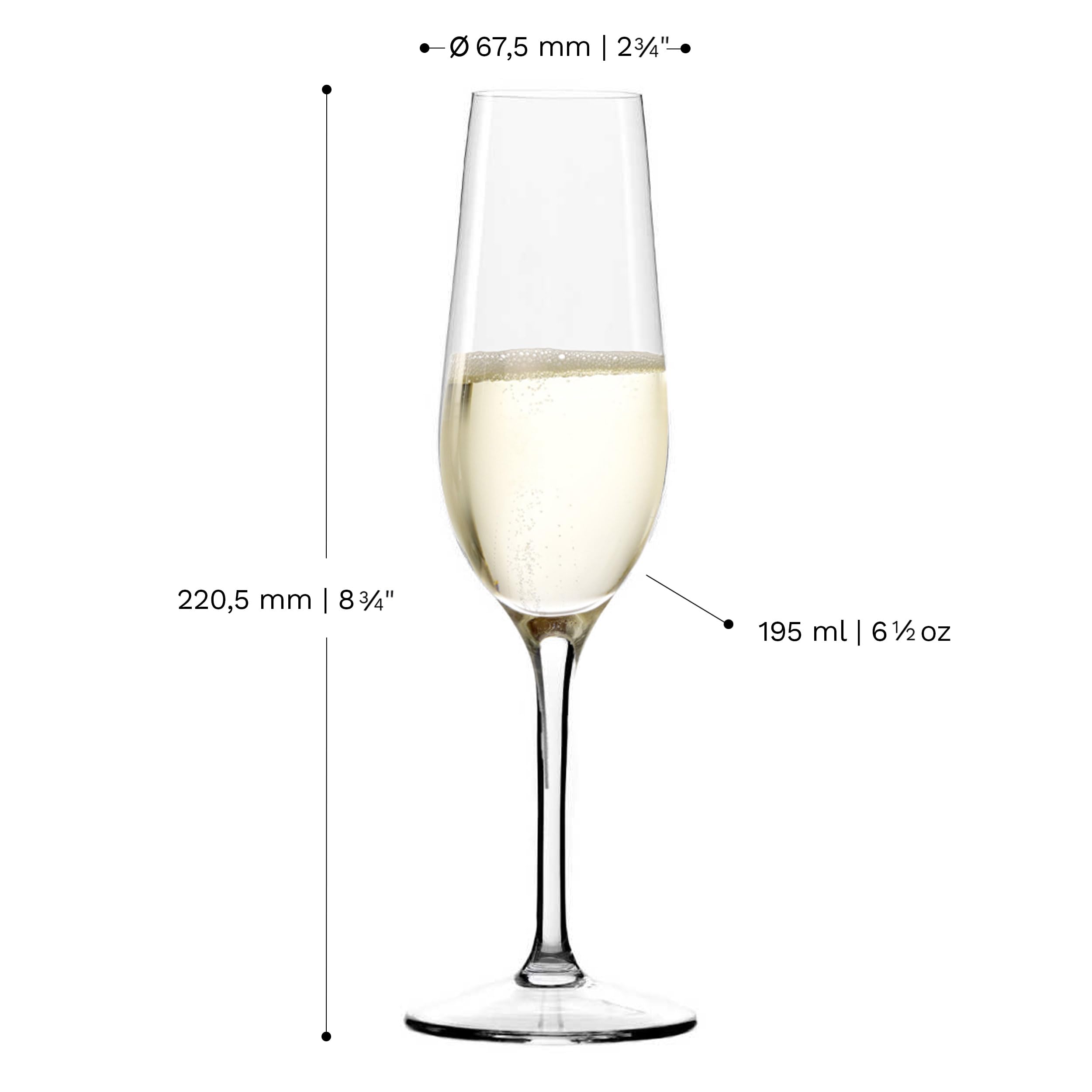 Stölzle Lausitz Copas de Champagne Event Set de 6, 195 ml – Elegantes Copas de Cristal para Prosecco, Cava y Espumosos – Resistentes, Aptas para Lavavajillas, Hechas en Alemania