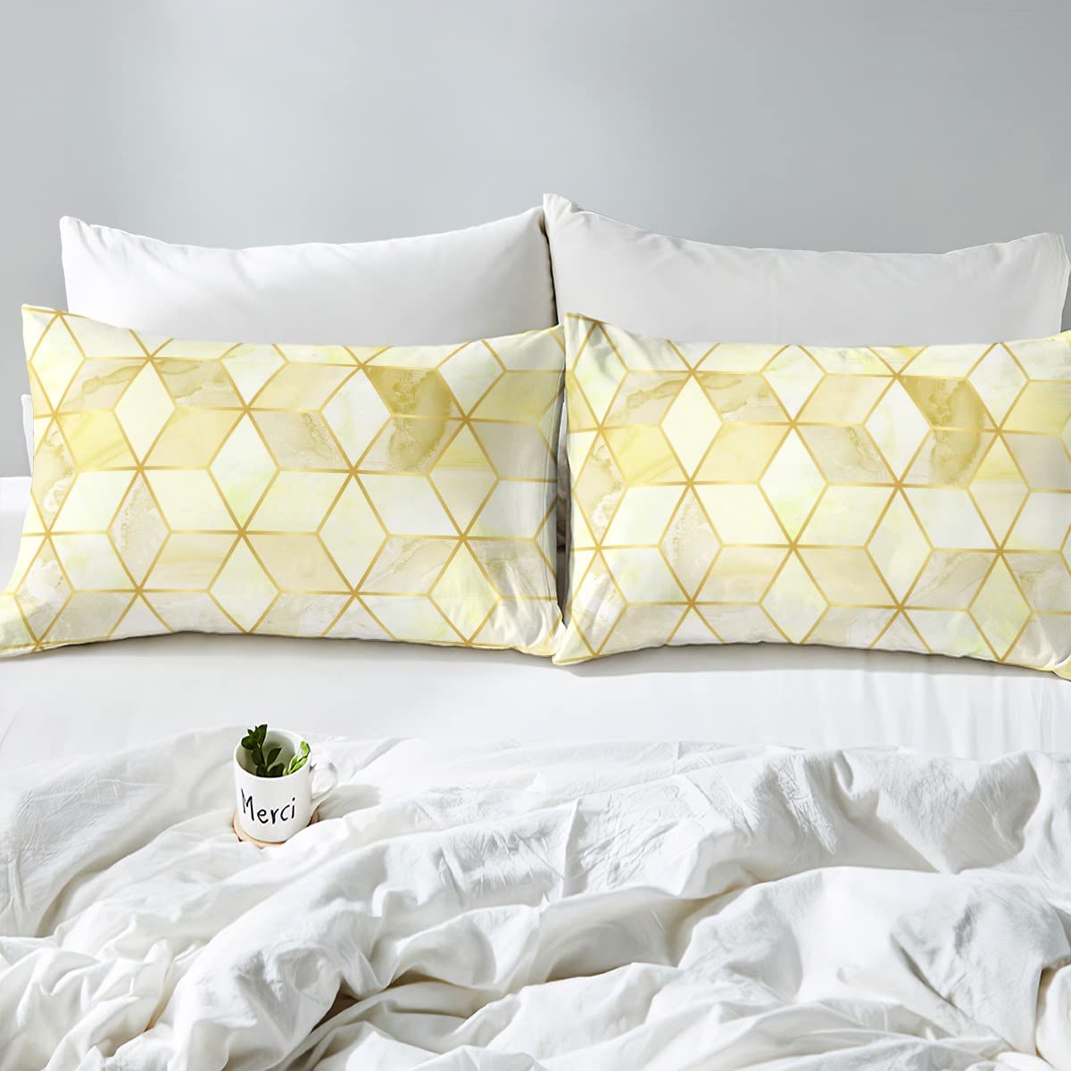 Set di biancheria da letto in 100% cotone con motivo floreale astratto ad acquerello, motivo geometrico moderno, con piante selvatiche esotiche, decorazione per la stanza, stile rustico retrò, per