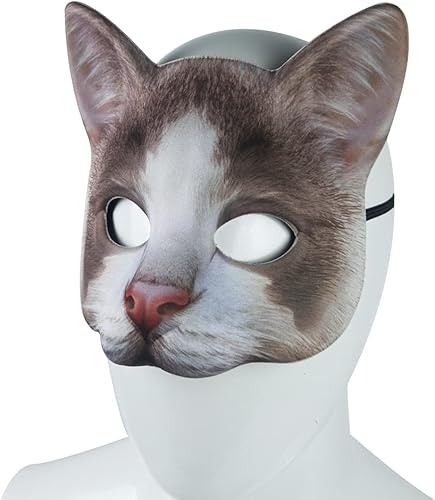 Miniatura 3 de 1 máscara de gato realista de Halloween, máscara de gato para Halloween, Navidad, Pascua, accesorio de fiesta de disfraces