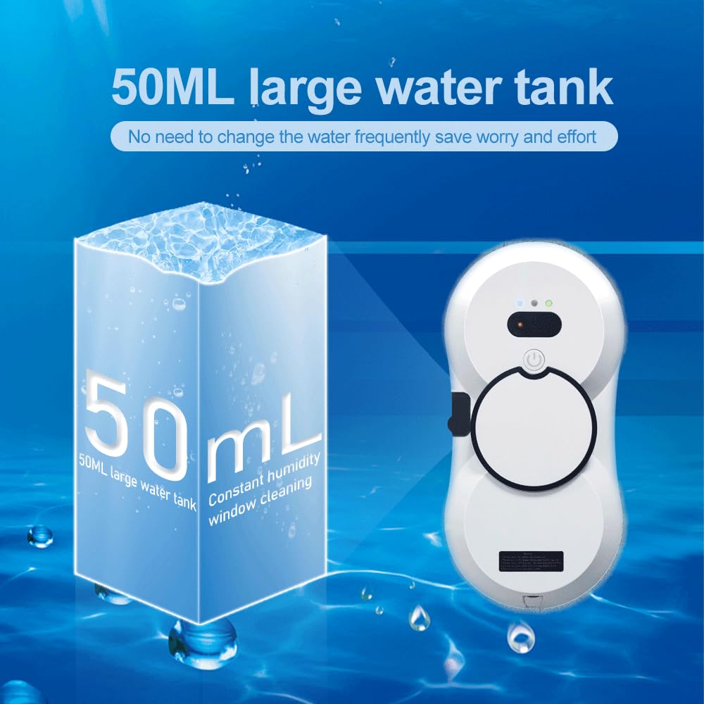 Robot Lave-vitres Automatique | 5600Pa Aspiration, Pulvérisation d'eau, 3 Modes de Nettoyage, Télécommande pour Fenêtres et Surfaces Lisses (White HCR-10)