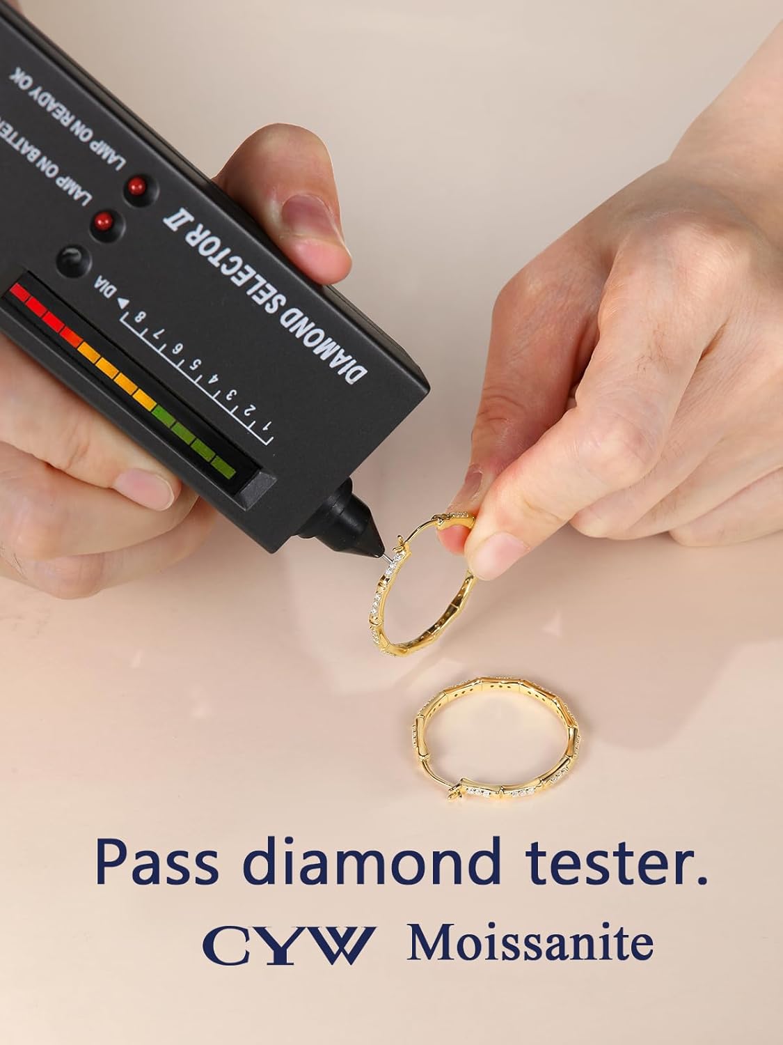 Moissanite Novelty Bamboo Earrings for Women, Really Authentic Solid 925 Sterling Silver, Valentines Anniversary Birthday Mothers Day Jewelry, Ideal Gift for Her - Image 3