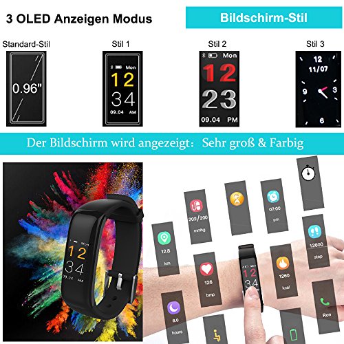 ROGUCI IP67 impermeabile Braccialetto 0.96 pollici...