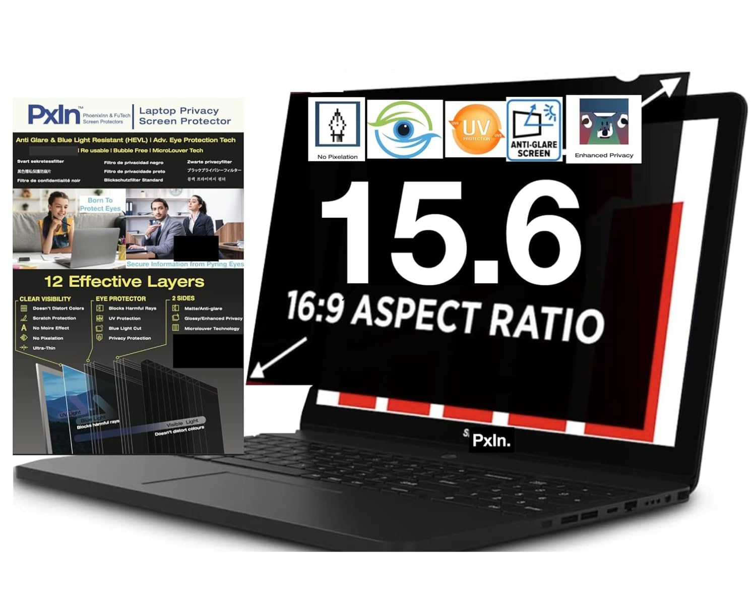 See full amazon price history chart for PxIn Privacy Screen Filter Customization for Laptop Below 15.6 Inches | Anti Blue Light | Anti Glare | with UV Rejection PxIn Privacy Screen Filter Customization for Laptop Below 15.6 Inches | Anti Blue Light | Anti Glare | with UV Rejection (B09JFP5RYW) Amazon Price History, Amazon Price Tracker