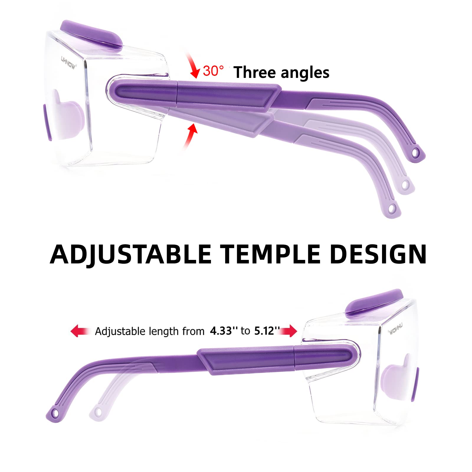 UKNOW Gafas de Proteccion, Gafas de seguridad sobre gafas anti niebla, lente transparente antiarañazos, gafas protectoras ANSI Z87.1