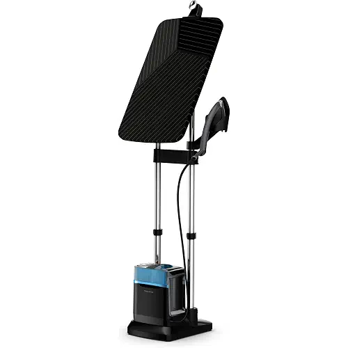 Rowenta QR2021 IXEO Power - Plancha vertical con caldera de alta presión y tabla integrada de 3 posiciones, plancha de vapor desinfectante, potente y versátil, 5,8 bar, 2170 W, 1,1 L