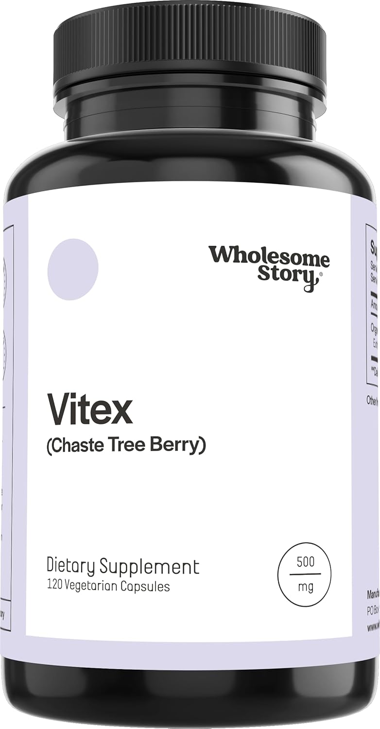 Wholesome Story Organic Vitex Chasteberry Supplement for Women | Hormone Balance, Fertility Support & Period Regulation | Vitex Berry Agnus Castus Extract | 120 Capsules | Chaste Tree Berry