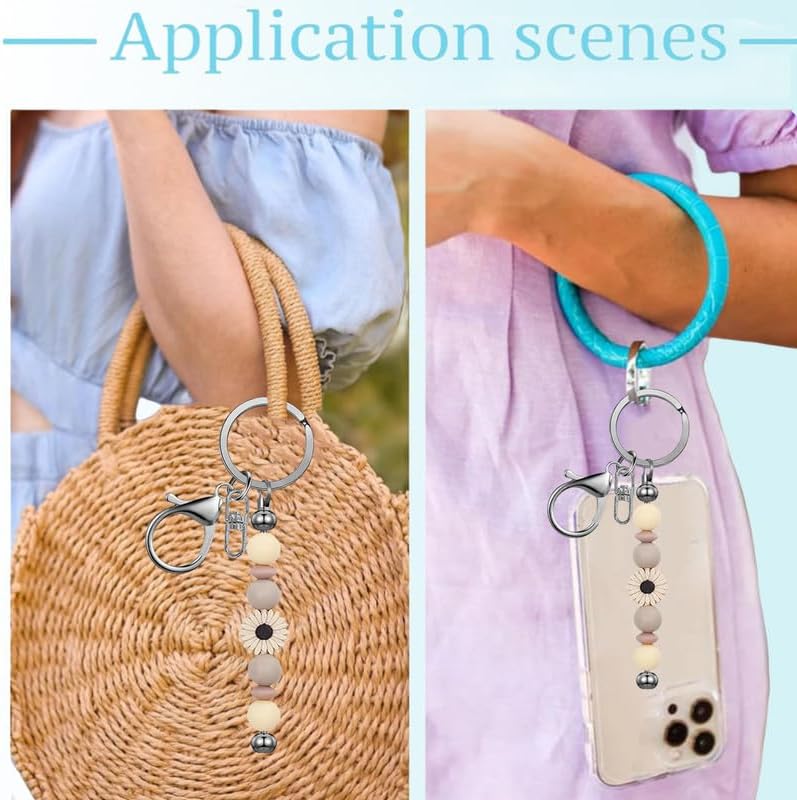 6 Pcs Beadable Keychain Bars Bulk for Beads DIY Blank Keychain Metal Beaded Keychains for Bead Key Chain Making Kit Crafts Gift Black - Image 5