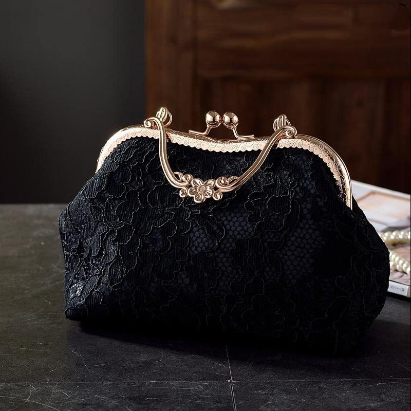 Sac à Main Vintage HL USA - Argent Satiné - Fermoir En Cristal - Avec Pochette Intégrée - Occasion