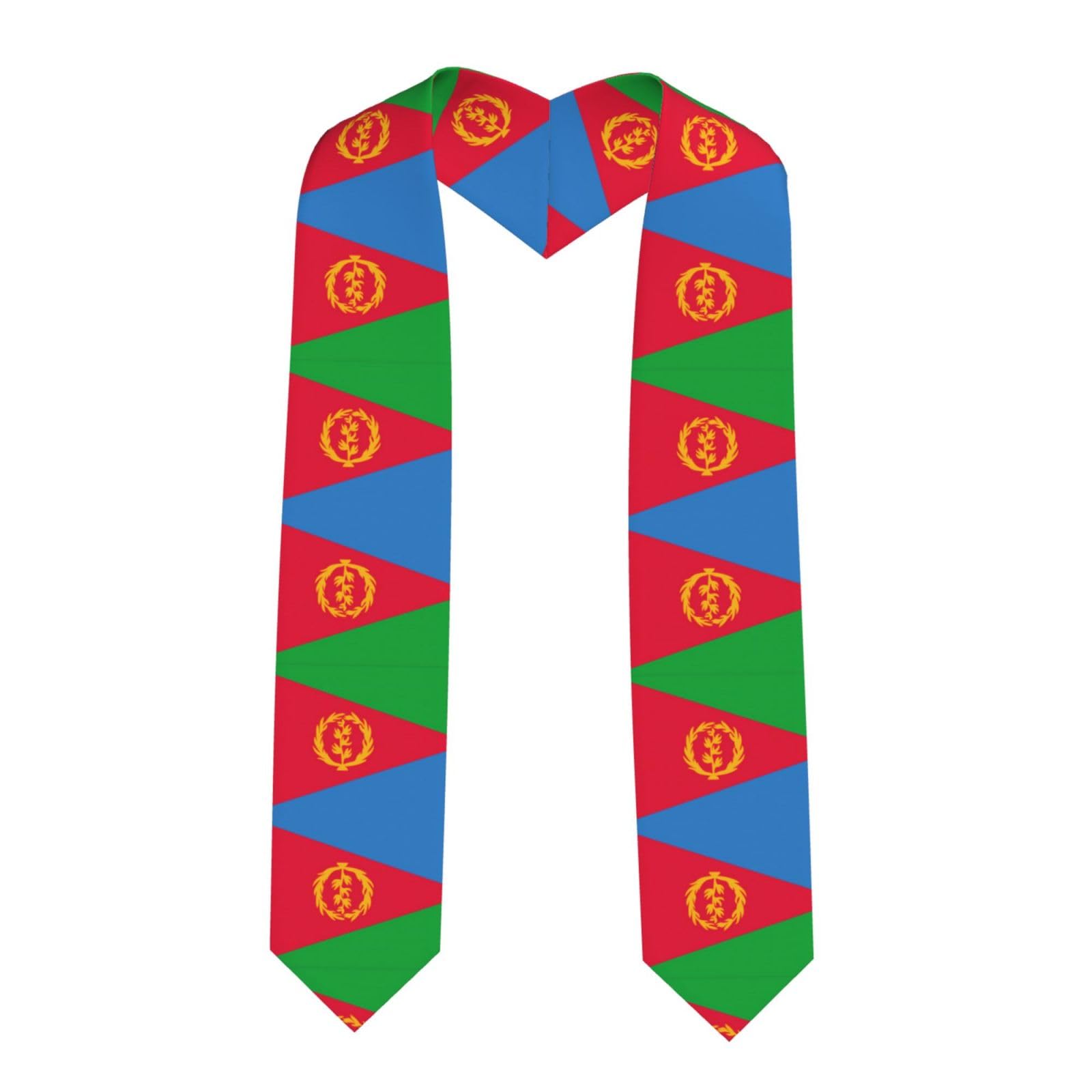 Caihuav Unisex Sharp Corner Graduation Shawl Stole - Eritrean Flag Full Print, Perfect For Bachelor's, Master's, And Teacher Gowns