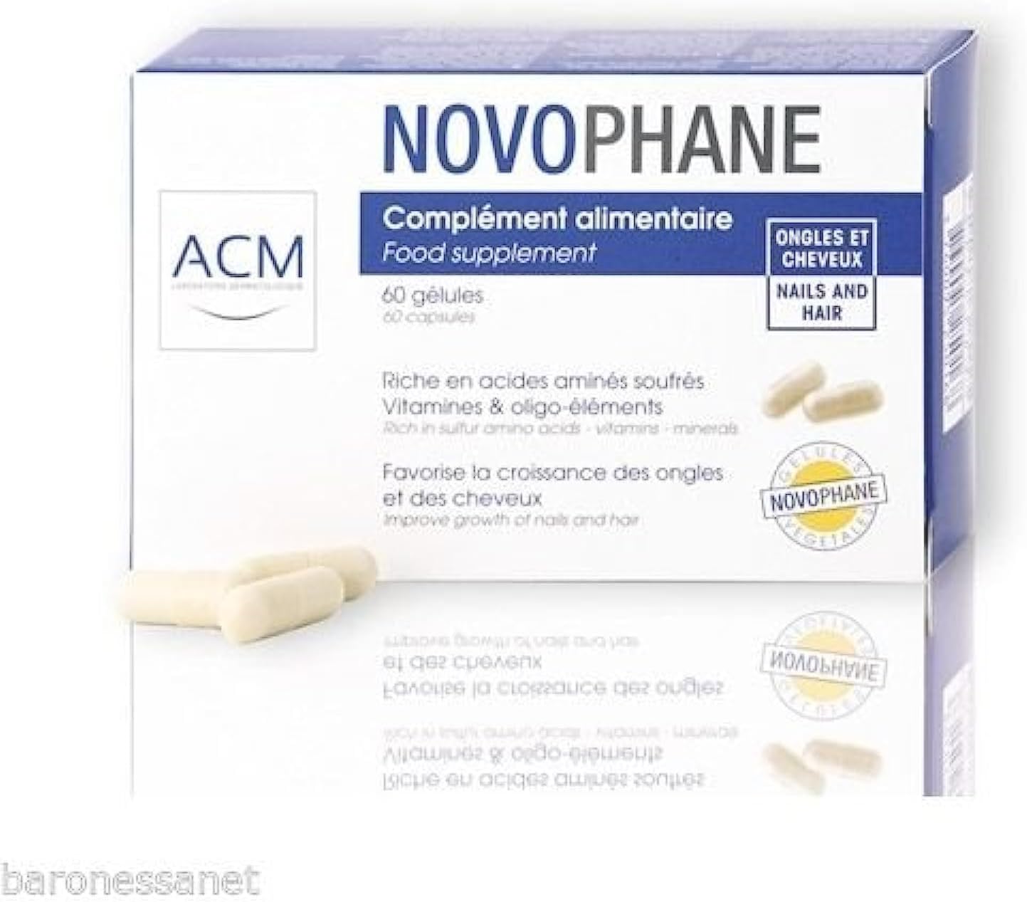 ACMLaboratoire Novophane Caps Anti Hair Loss Alopecia Treatment Nails Fragility Hair Product
