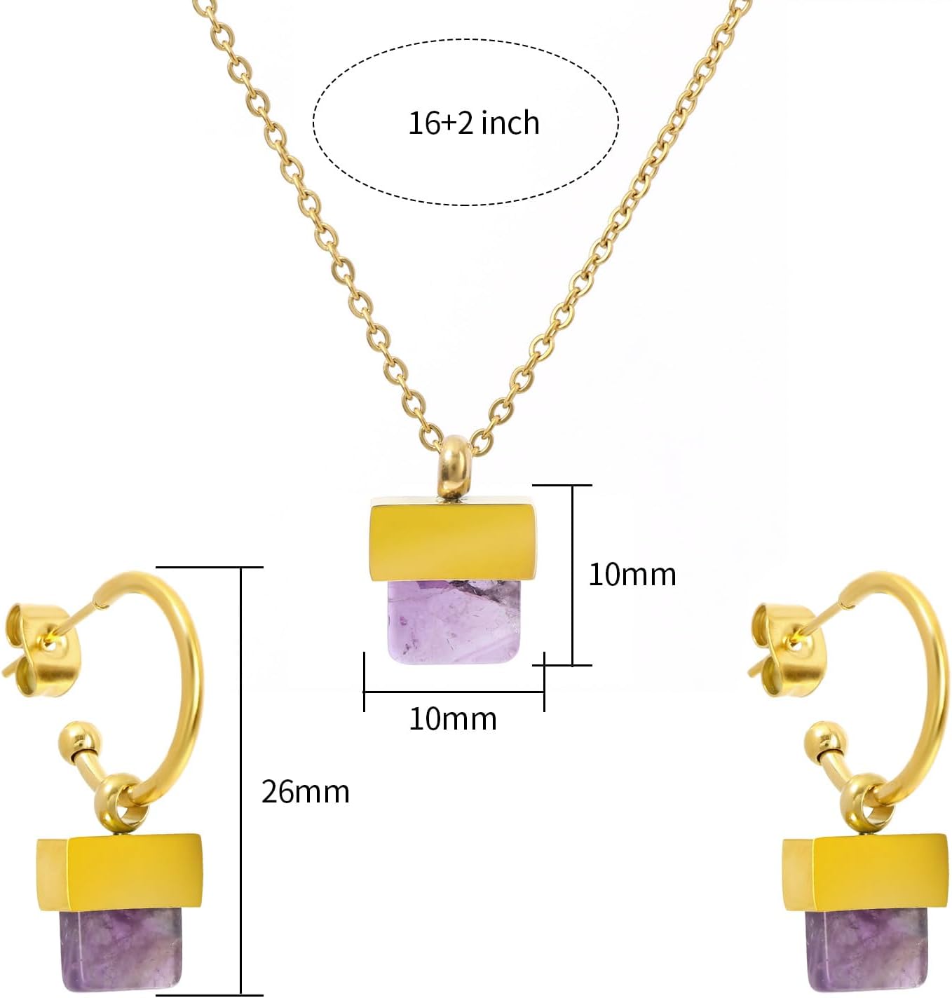 Natural Stone Necklace and Earrings Set for Women Healing Stone Jewelry Set Gift for Mother Wife - Image 6