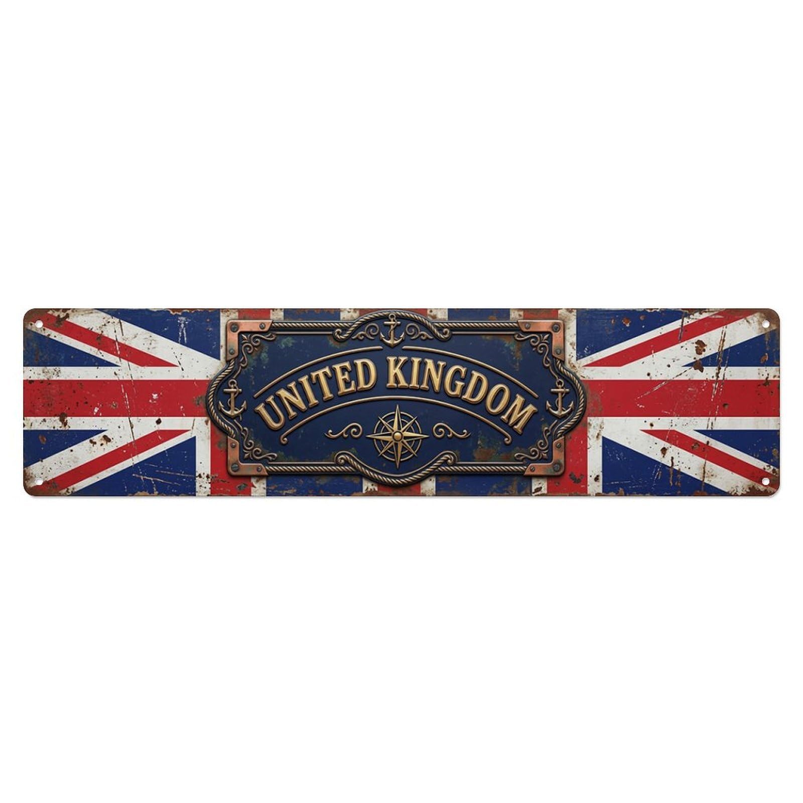 UK Flag Nostalgic Marker Metal Tin Skinny Sign Plaque Wall Decor for Cafe, Club Bar, Office, Home Garden Metal Poster 4x16Inch