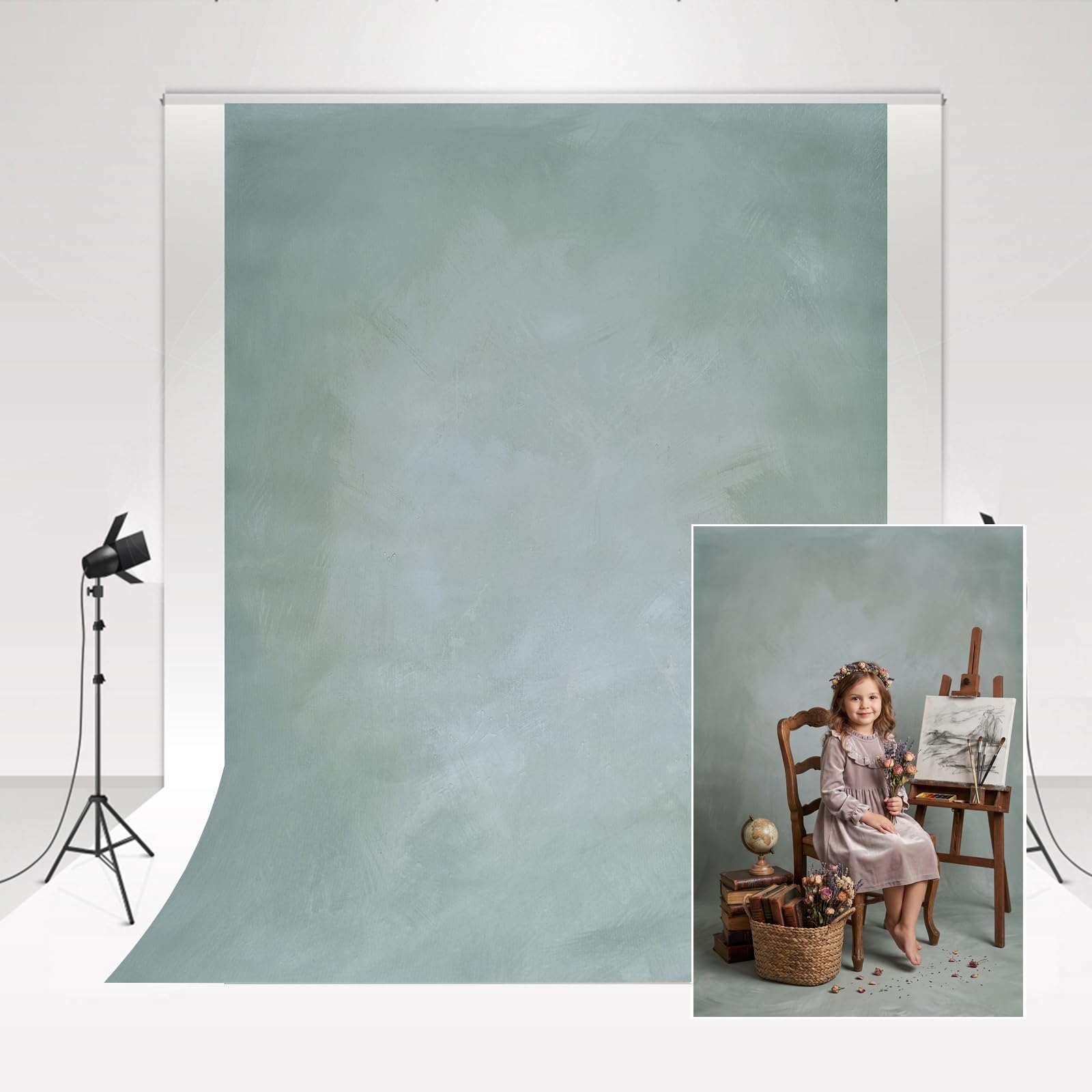 Kate Photo Studio Toile de Fond Vert Clair 2x3m Art Texturé Photographie Toile de Fond Magazine Portrait Photographie Accessoires Mariage Photo Booth Baptême Décoration Props