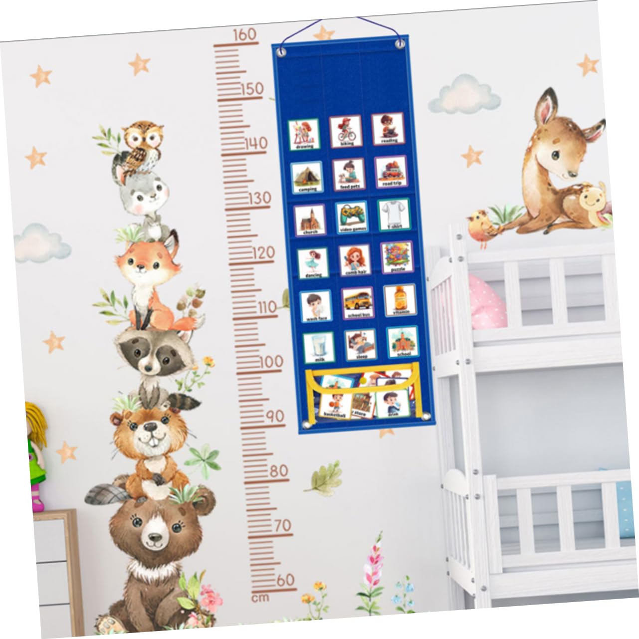 Parliky Calendario Visual Infantil con Pictogramas para Rutinas Diarias Tablero de con Bolsillo Amarillo Planificador DIY para Niñas Herramienta para Autismo y Disciplina